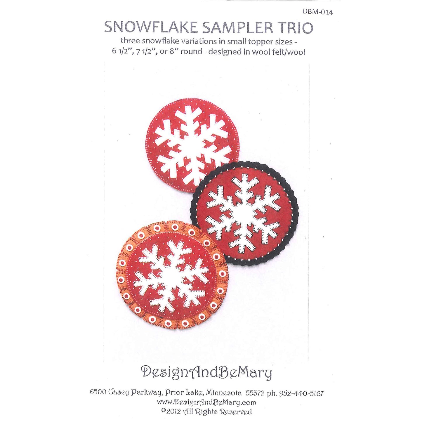 Snowflake Sampler Trio Pattern DBM-014 - Paper Pattern