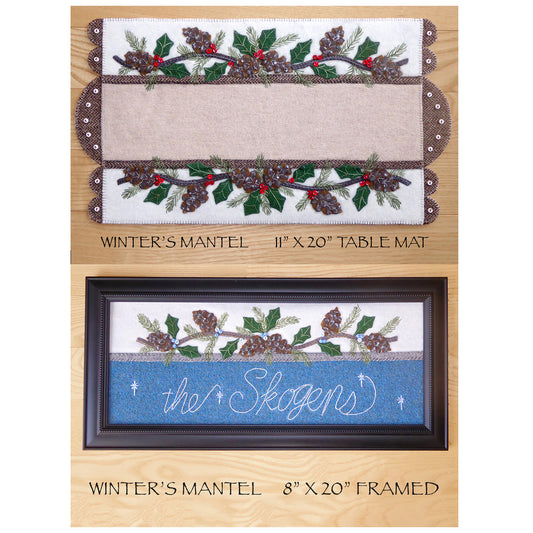 Winter's Mantel: Table Mat or Framed Wall Decor Pattern DBM-037 - Paper Pattern