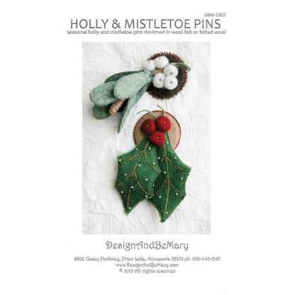 Holly and Mistletoe Pins DBM-1302e - Downloadable Pattern