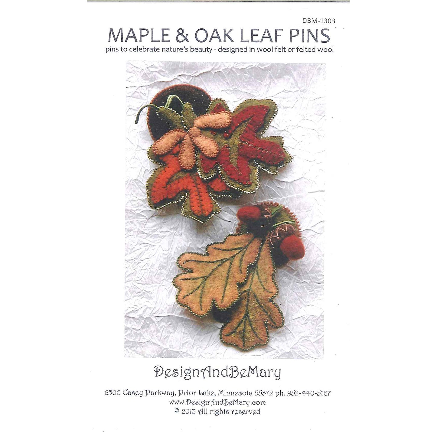 Maple & Oak Leaf Pins Pattern DBM-1303 - Paper Pattern