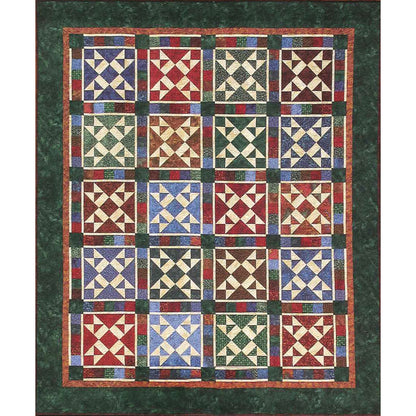 Spirit of the West Quilt by Debbie's Creative Moments with geometric pattern on a green background 