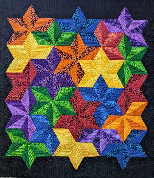 Bright Overlapping Stars Quilt Pattern DLP-124 - Paper Pattern