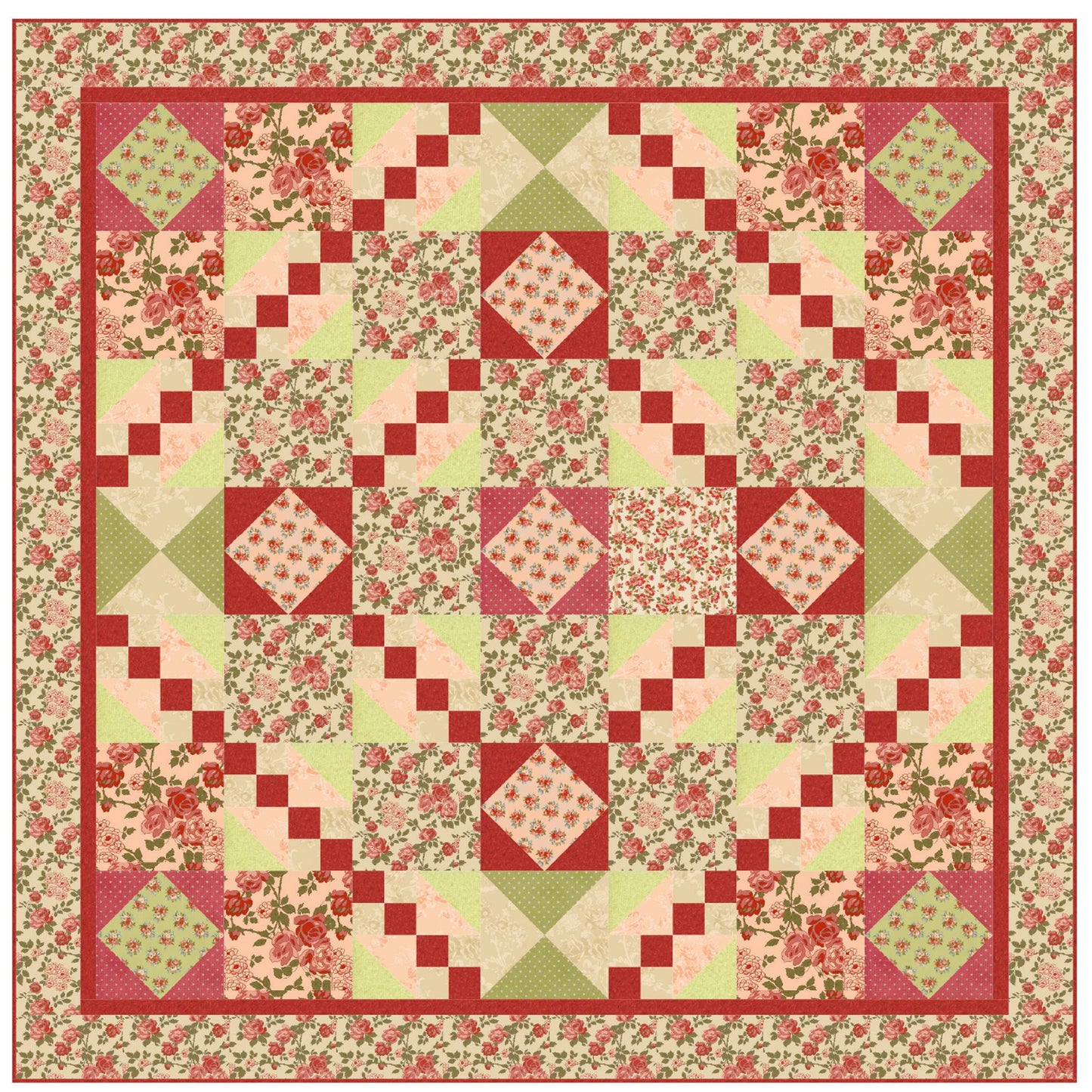 Rosie Red Road Quilt FHD-124e - Downloadable Pattern