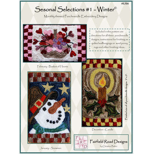 Seasonal Selections #1 - Winter Punchneedle Embroidery Pattern FRD-1316 - Paper Pattern