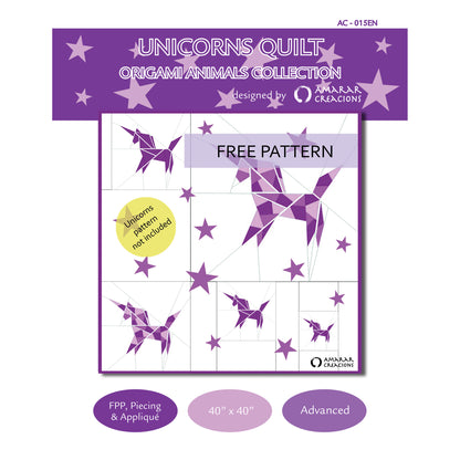 Unicorns Origami Animals Collection Quilt FREE-AC015ENe - Downloadable Pattern