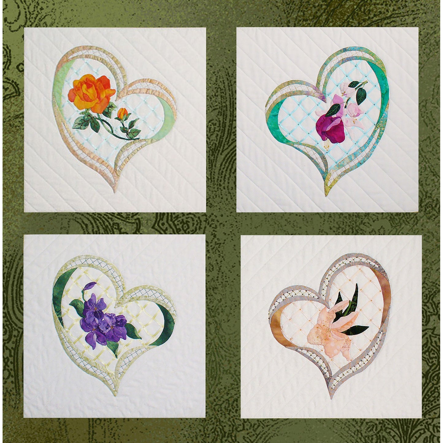 Romanza Hearts Wall Hanging GGA-027e - Downloadable Pattern