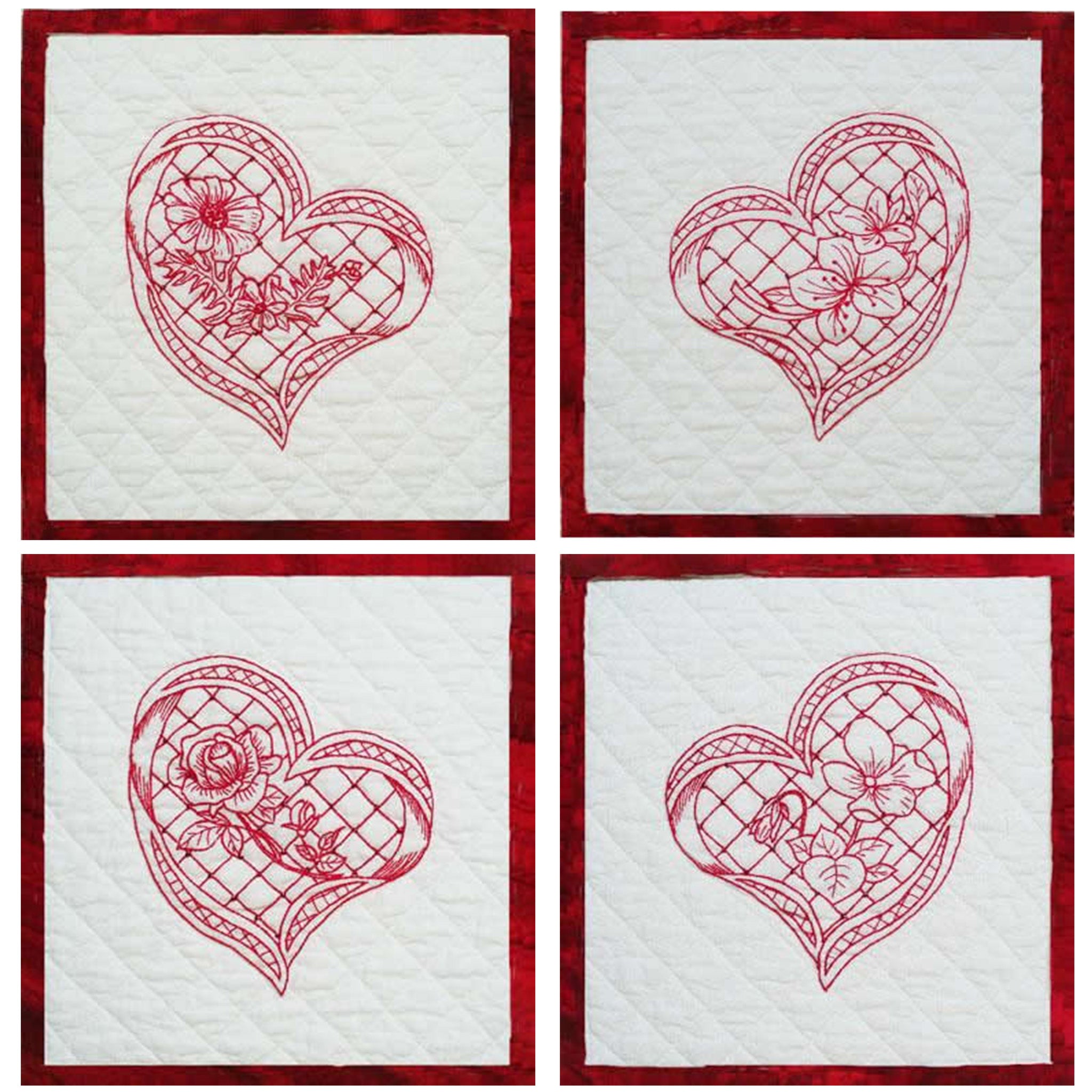 Redwork Patterns Heart Geri's Redwork Hearts Quilt GGA-228e - Downloadable Pattern ...