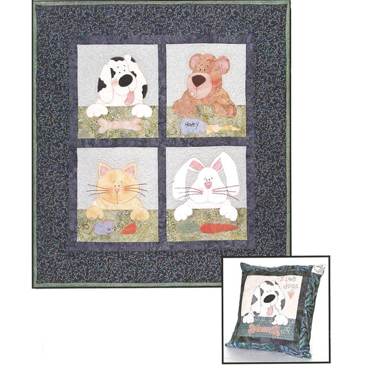 Fur Ever Friends Wall Hanging or Pillow Pattern HBH-101 - Paper Pattern