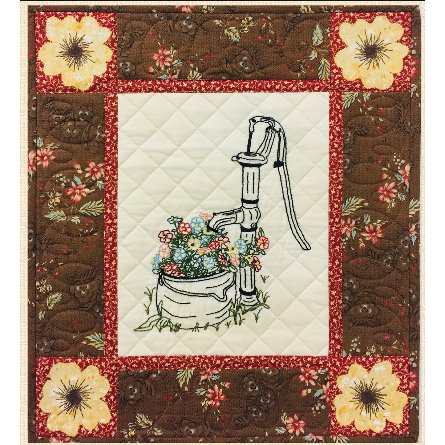 Flowers of Abbington Pickets Wall Hanging HCH-053e - Downloadable Pattern