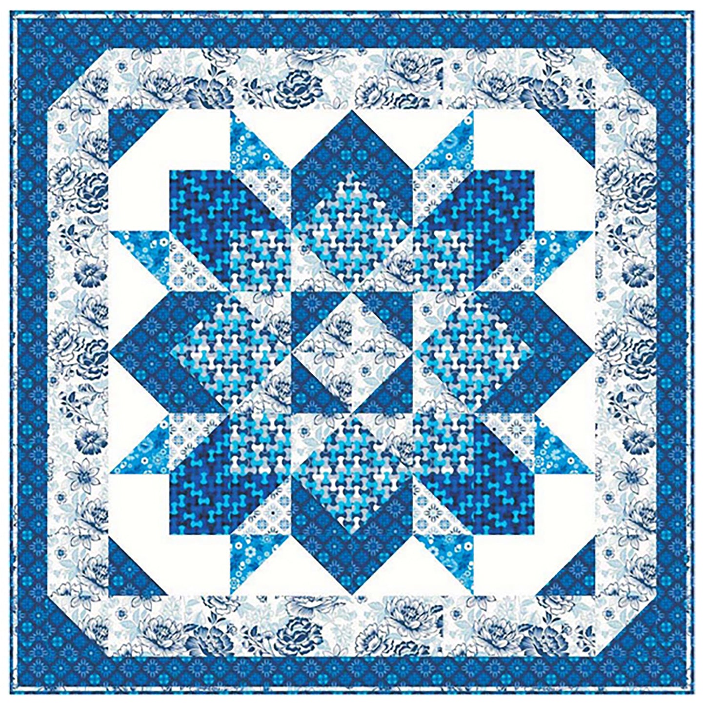 Crystal Blue Quilt Pattern HHQ-7360w - Wholesale Product