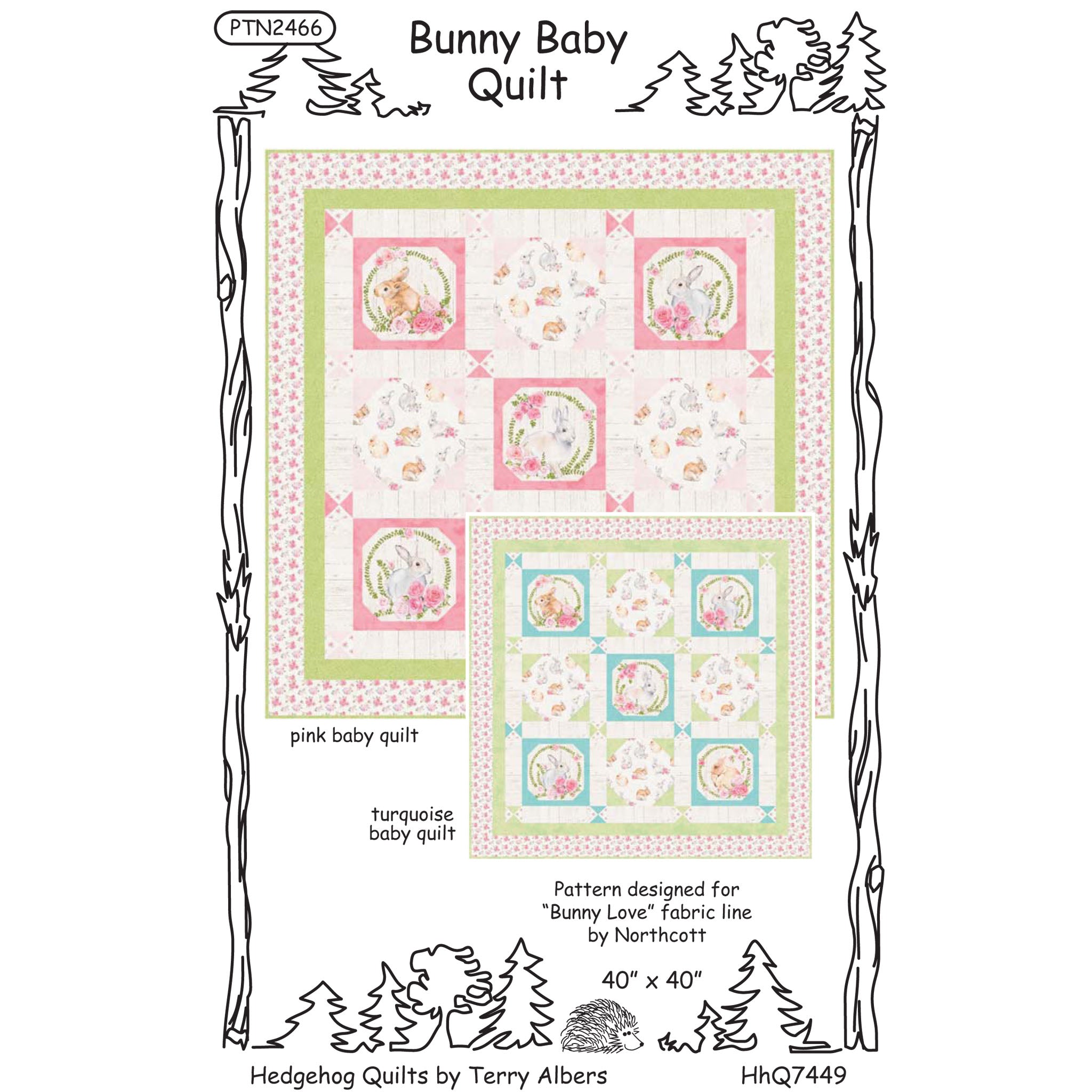 Song of Spring, by Bound to be Quilting, Bamble Patch Collection, Pattern, high quality fabric for quilt top and binding, Baby and Nursery, Rabbits Birds