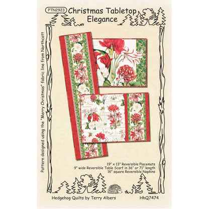 Christmas Tabletop Elegance Reversible Placemats, Table Scarf & Napkins Pattern HHQ-7474 - Paper Pattern