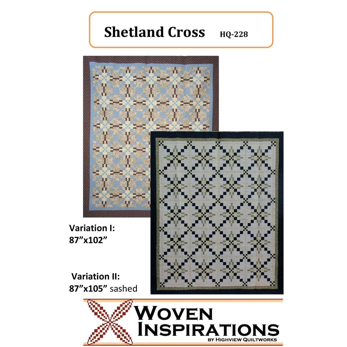 Shetland Cross Quilt Pattern HQ-228 - Paper Pattern