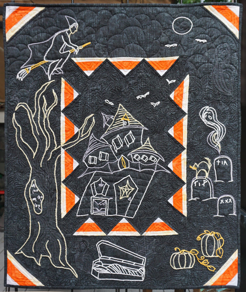 Witch's Broom Embroidered Wall Hanging JL-106e - Downloadable Pattern