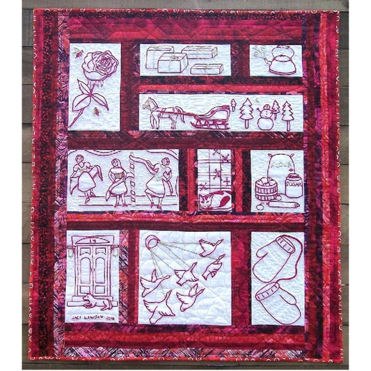 My Favorite Mystery Redwork Embroidered Wall Hanging Pattern JL-107 - Paper Pattern