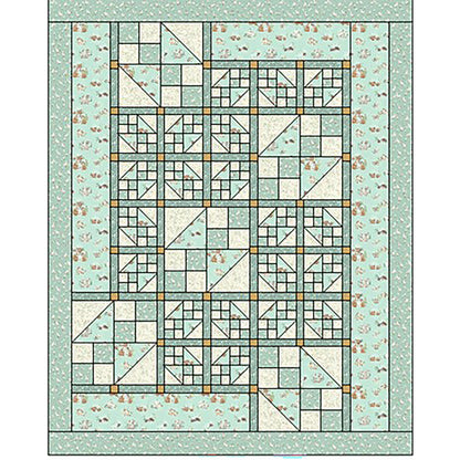 Fun baby quilt features blocks of different shaped designs.