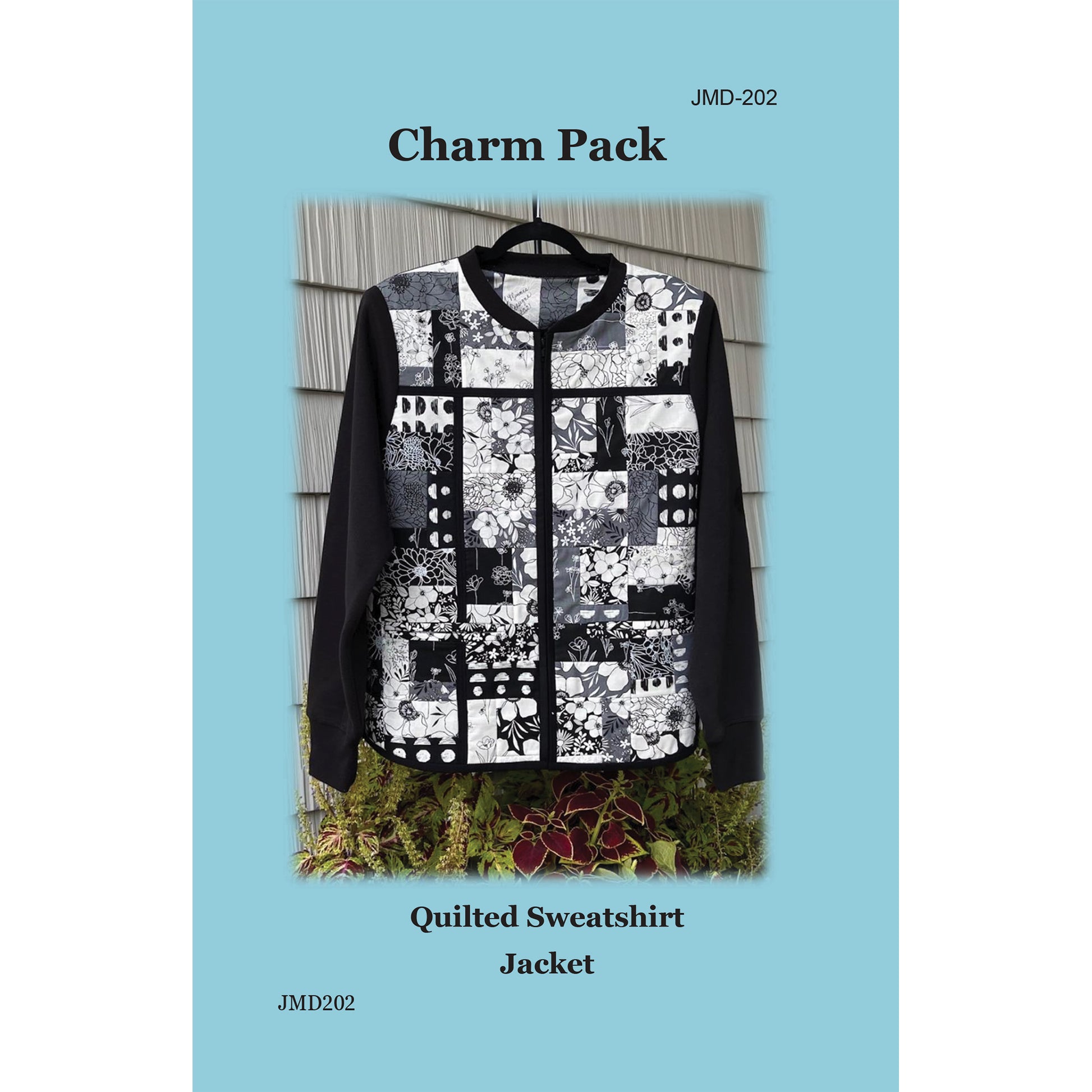 Cover image of pattern for Charm Pack Quilted Sweatshirt Jacket.