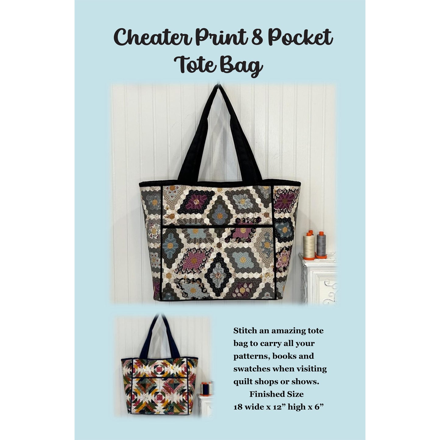 Cover image of pattern for Cheater Print and Pocket Tote Bag.