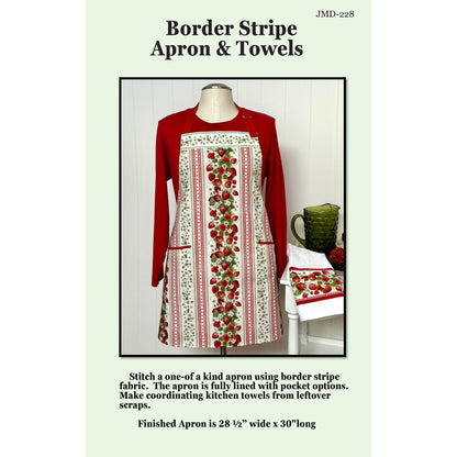 Cover image of pattern for Border Stripe Apron and Towels.