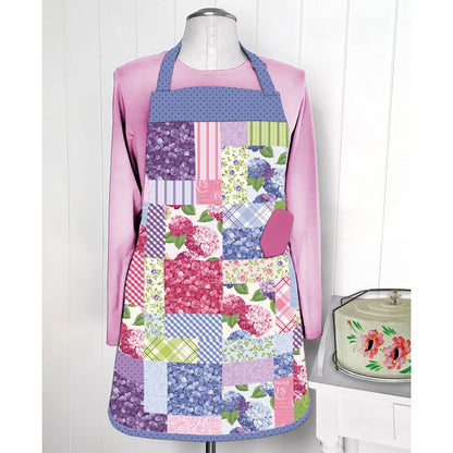 Fun charm pack apron showcasing floral prints.