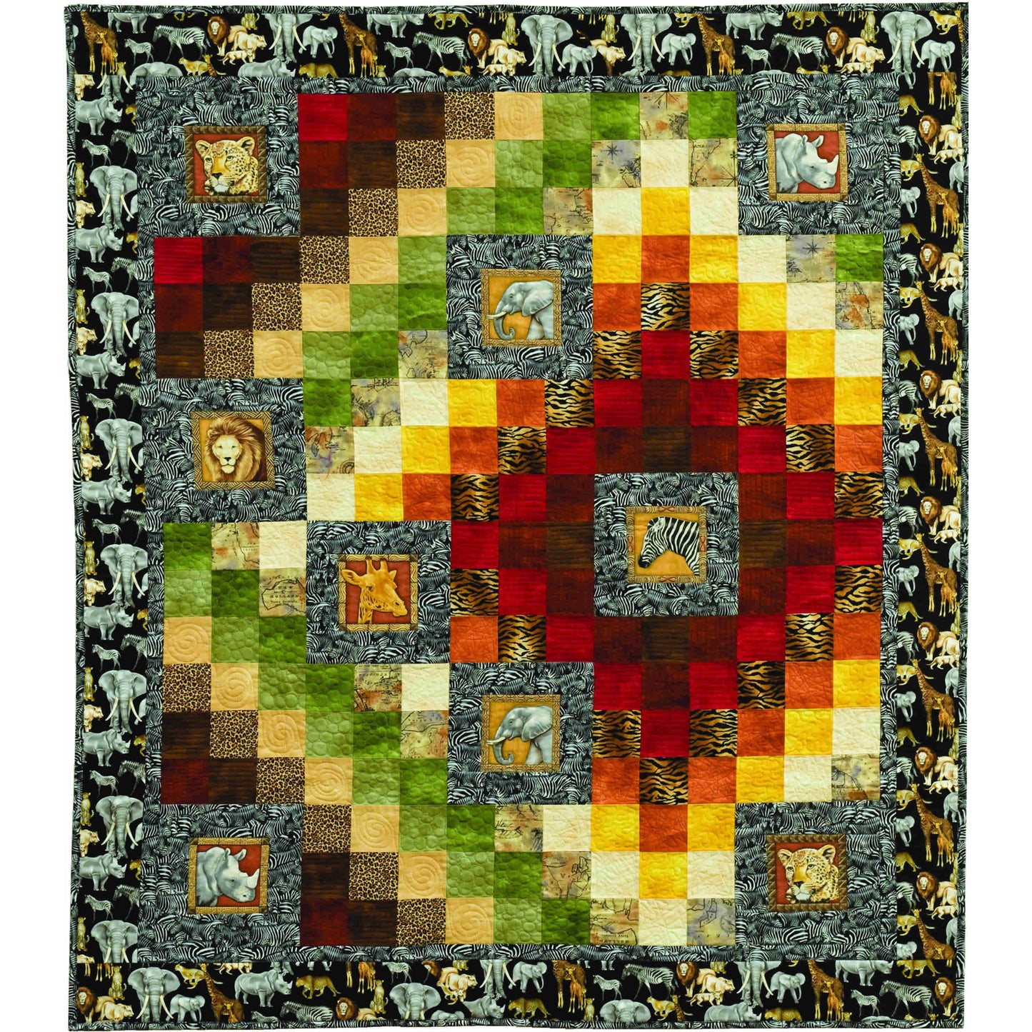 Jungle Nine Patch Quilt Pattern LOB-102w  - Wholesale Product