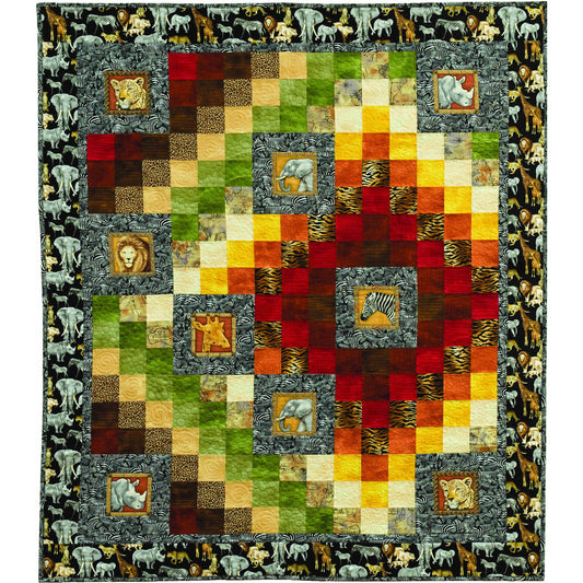 Jungle Nine Patch Quilt LOB-102e - Downloadable Pattern