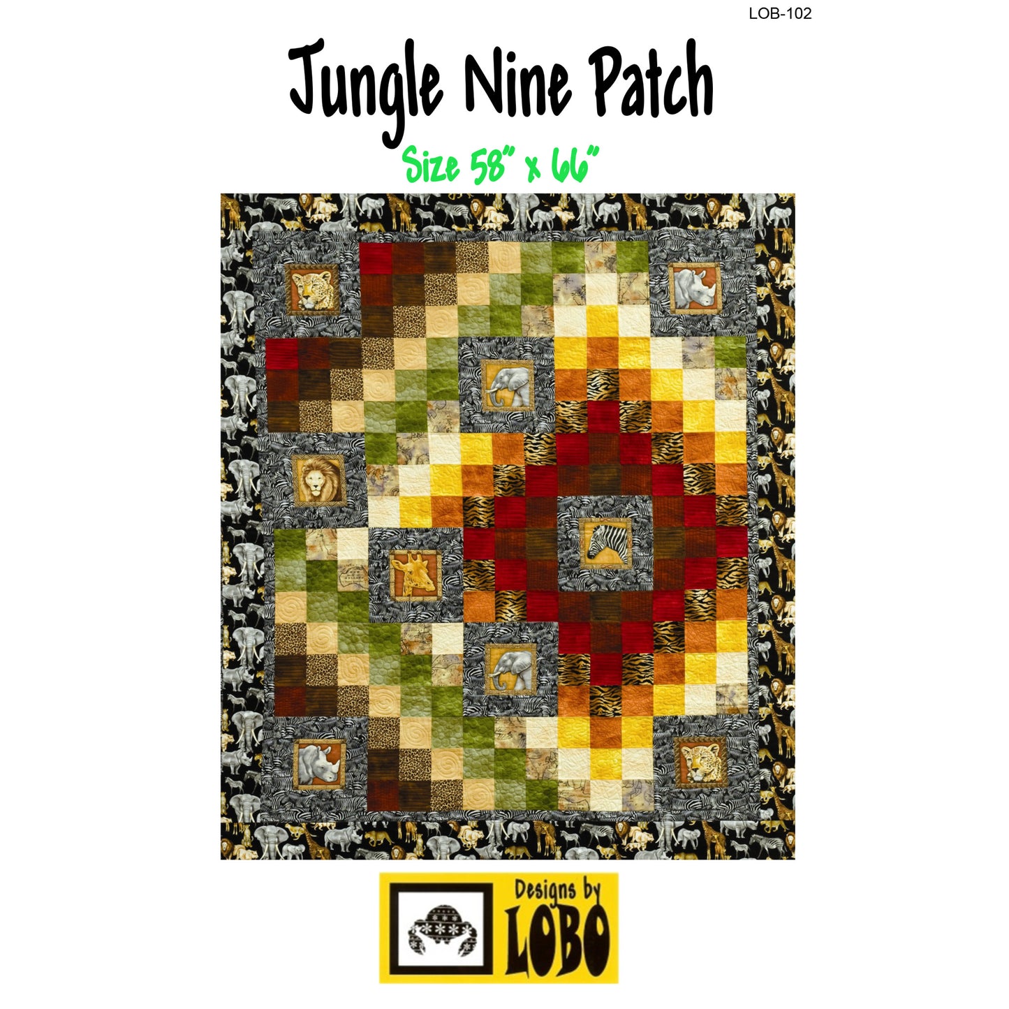 Jungle Nine Patch Quilt Pattern LOB-102w  - Wholesale Product