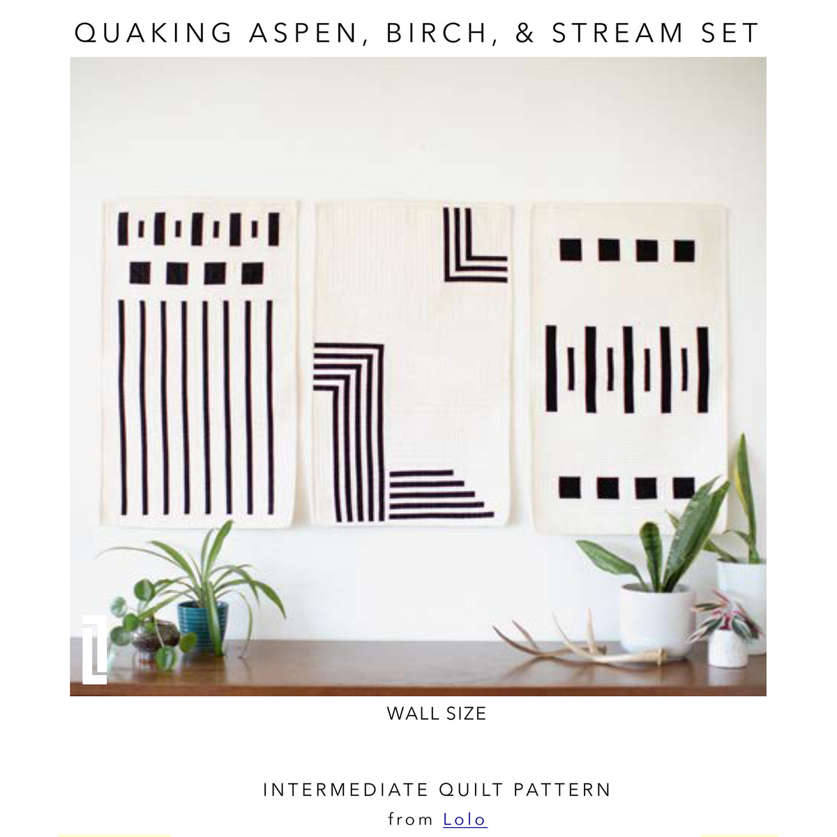 Quaking Aspen, Birch, and Stream Trio Wall Hanging Quilts LOLO-10e - Downloadable Pattern