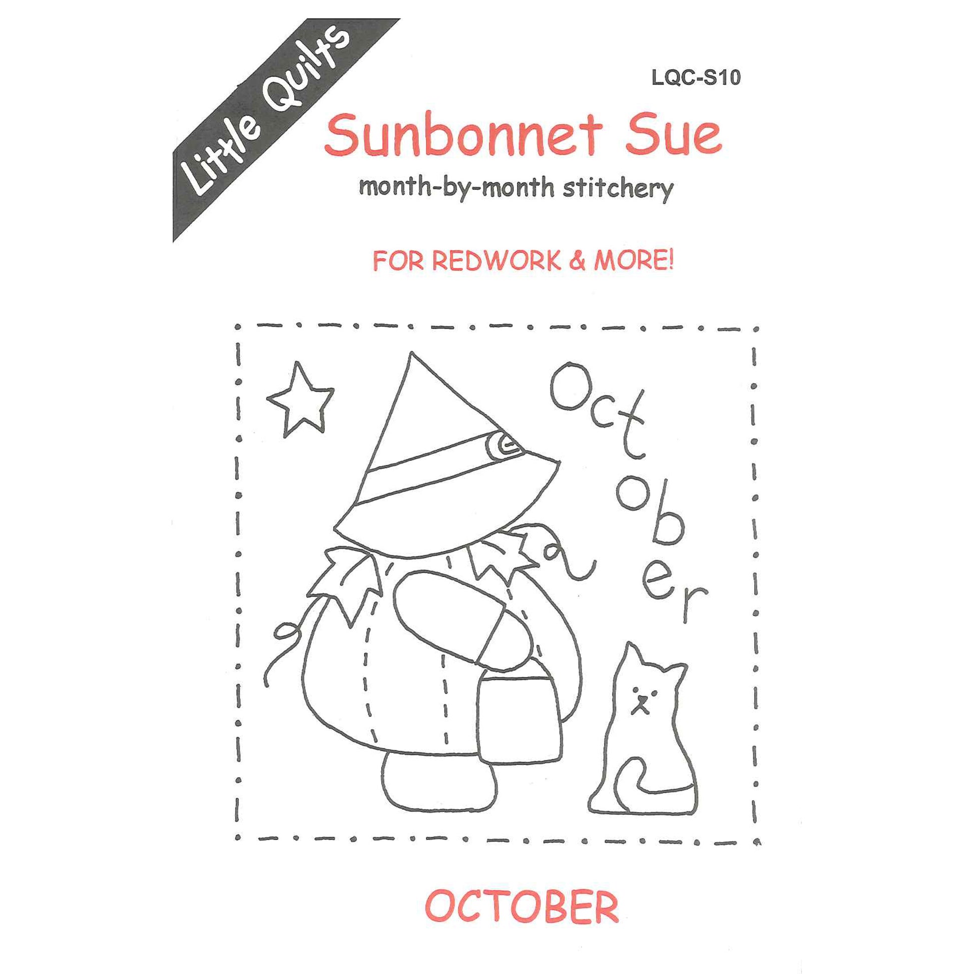 Cover image for the Sunbonnet Sue month-by-month stitchery pattern for October by Little Quilts.
