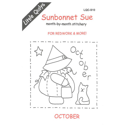 Cover image for the Sunbonnet Sue month-by-month stitchery pattern for October by Little Quilts.