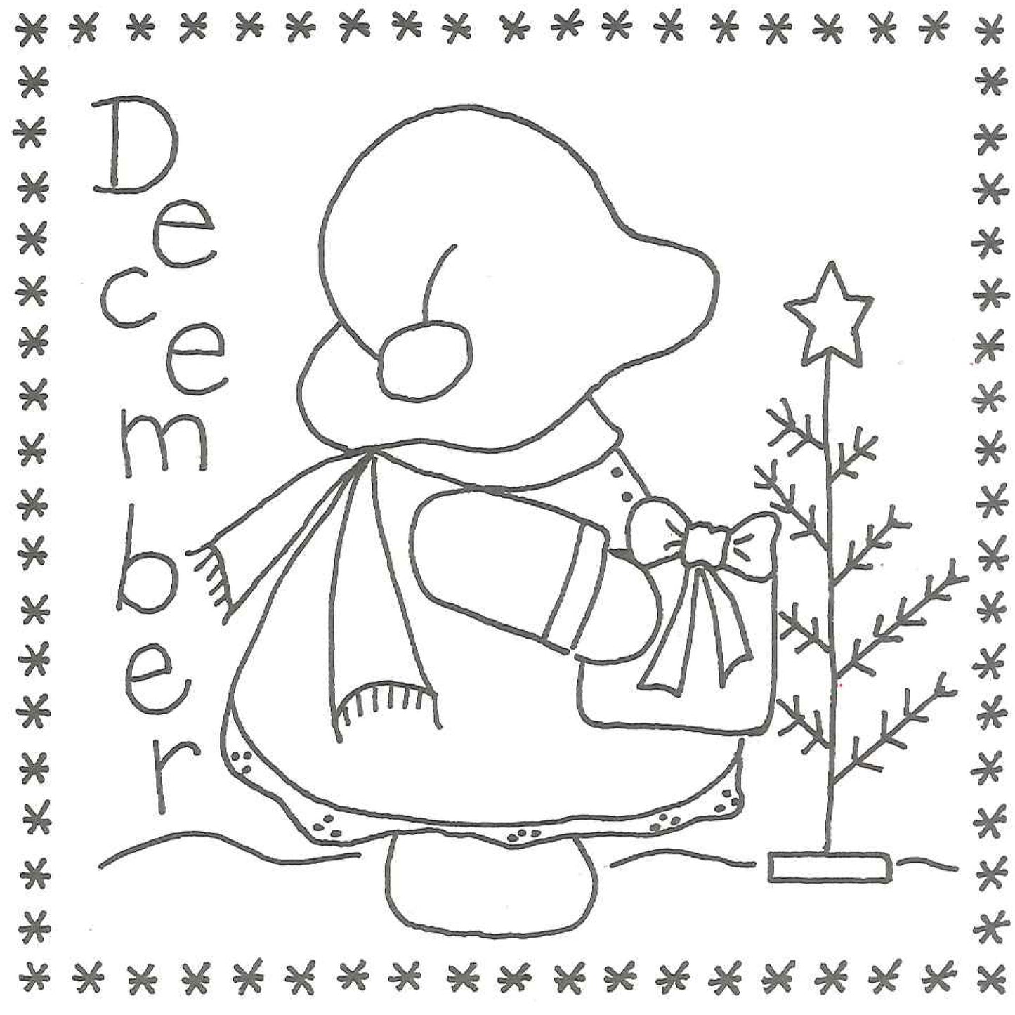 Sunbonnet Sue BOM - December Stitchery LQC-S12e - Downloadable Pattern
