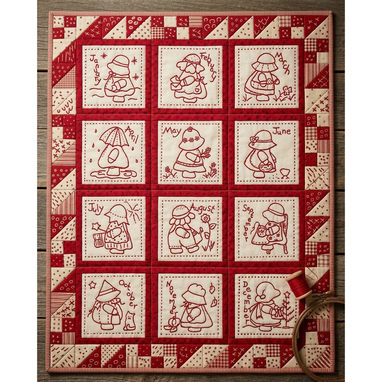 Sunbonnet Sue Stitchery BOM - Finishing Fun LQC-S13e - Downloadable Pattern