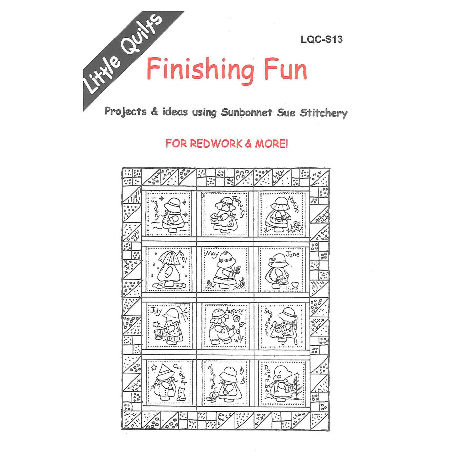 Cover image of the Finishing Fun projects and ideas using Sunbonnet Sue Stitchery by Little Quilts.