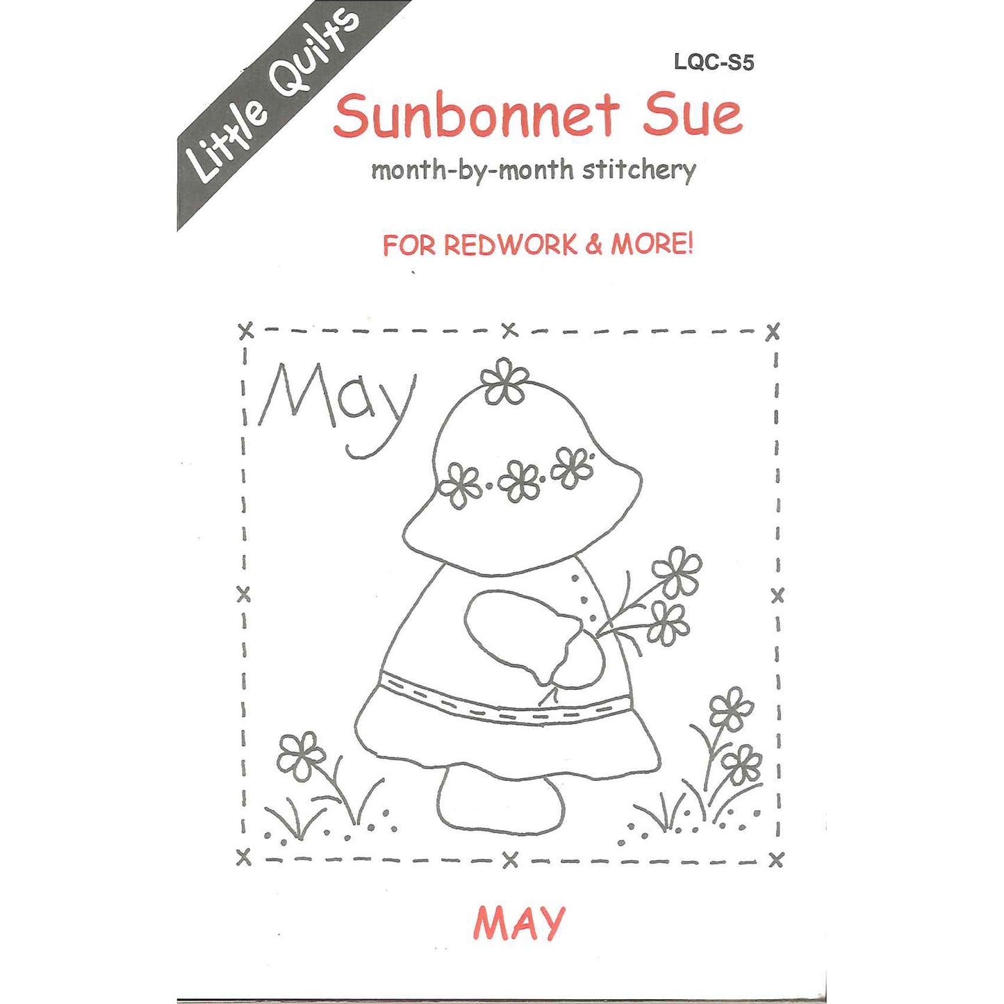 Cover image for the Sunbonnet Sue month-by-month stitchery pattern for May by Little Quilts.
