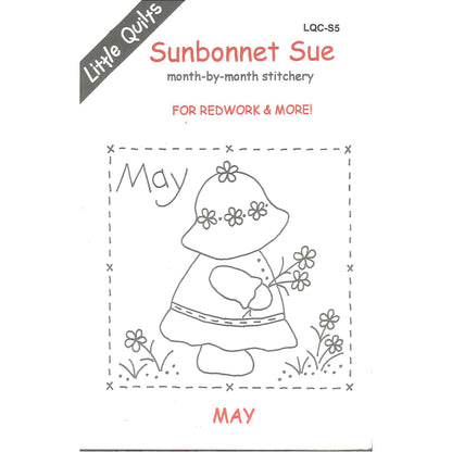Cover image for the Sunbonnet Sue month-by-month stitchery pattern for May by Little Quilts.
