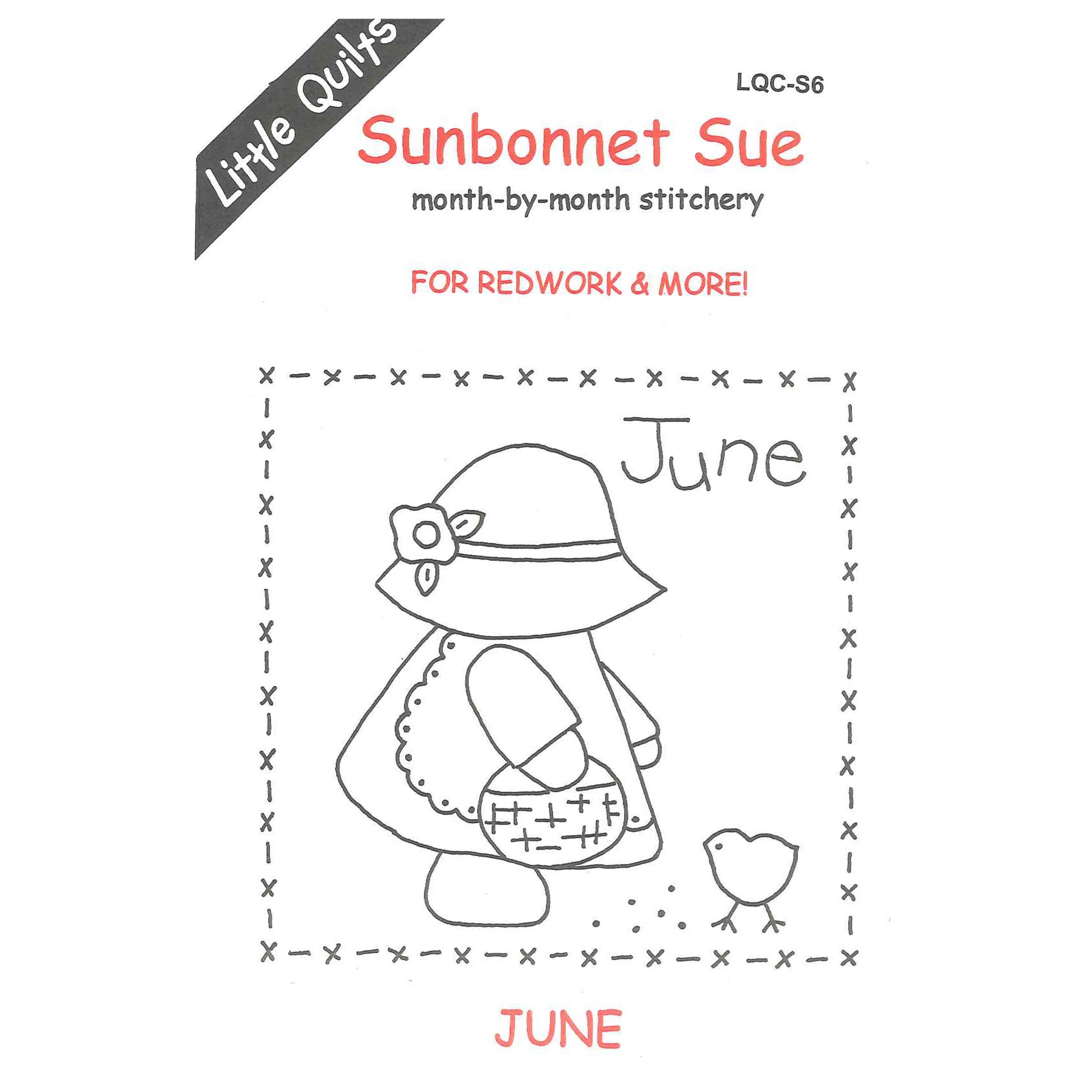 Image of the cover for the Sunbonnet Sue month-by-month stitchery pattern for June by Little Quilts.