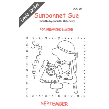 Cover image for the Sunbonnet Sue month-by-month stitchery pattern for September by Little Quilts.