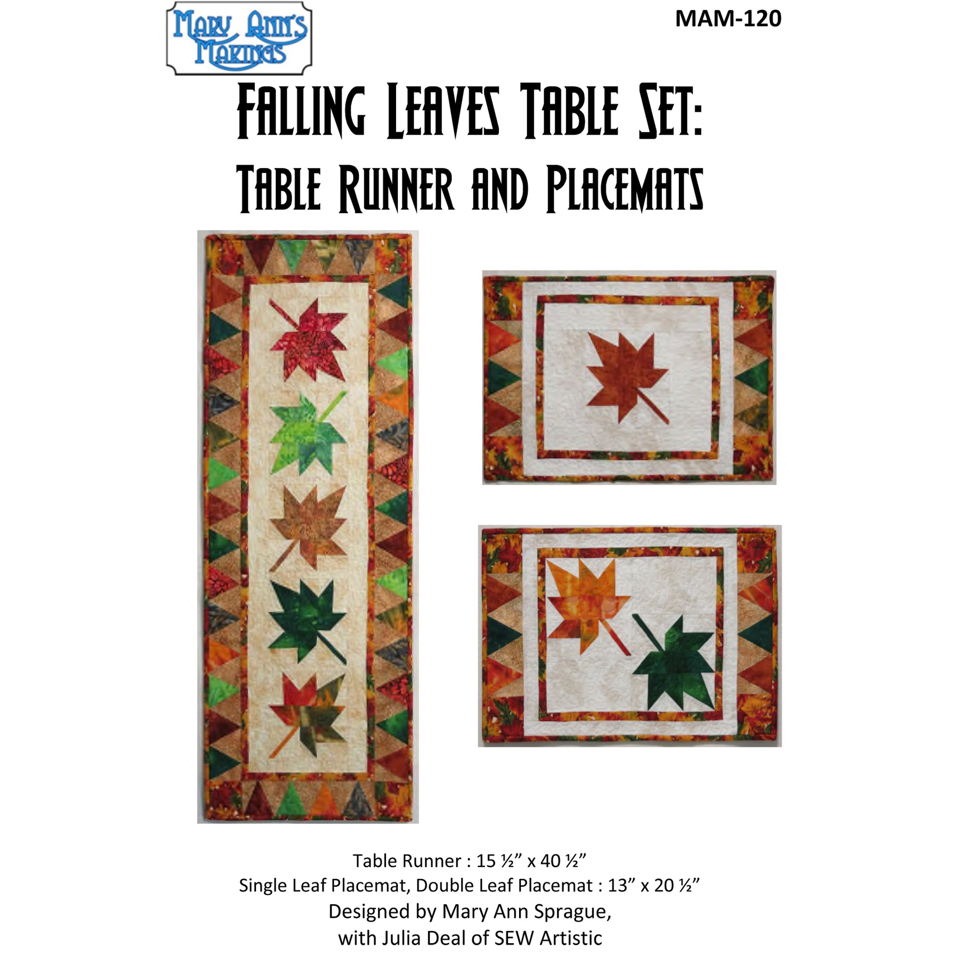 Cover image of pattern for Falling Leaves Table Set: Table Runner and Placemats.