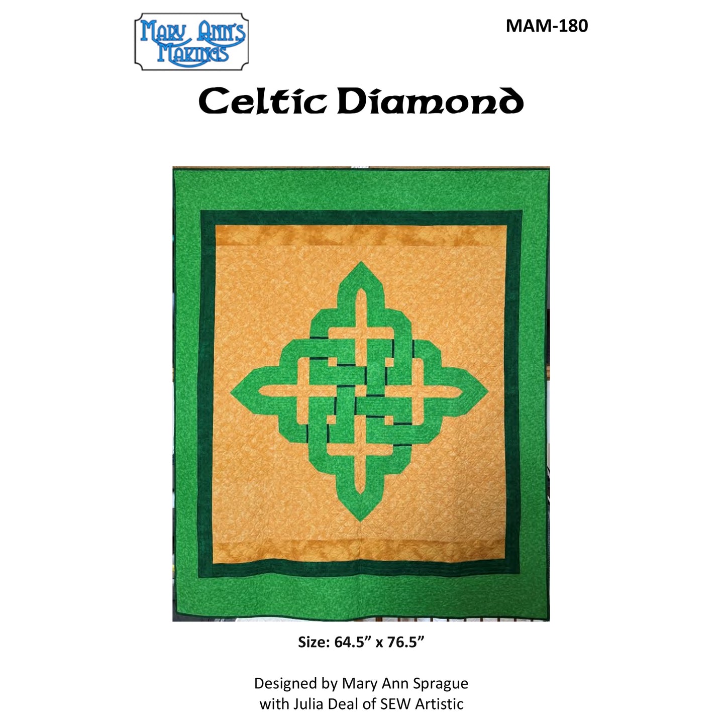 Celtic Diamond Quilt Pattern MAM-180 - Paper Pattern
