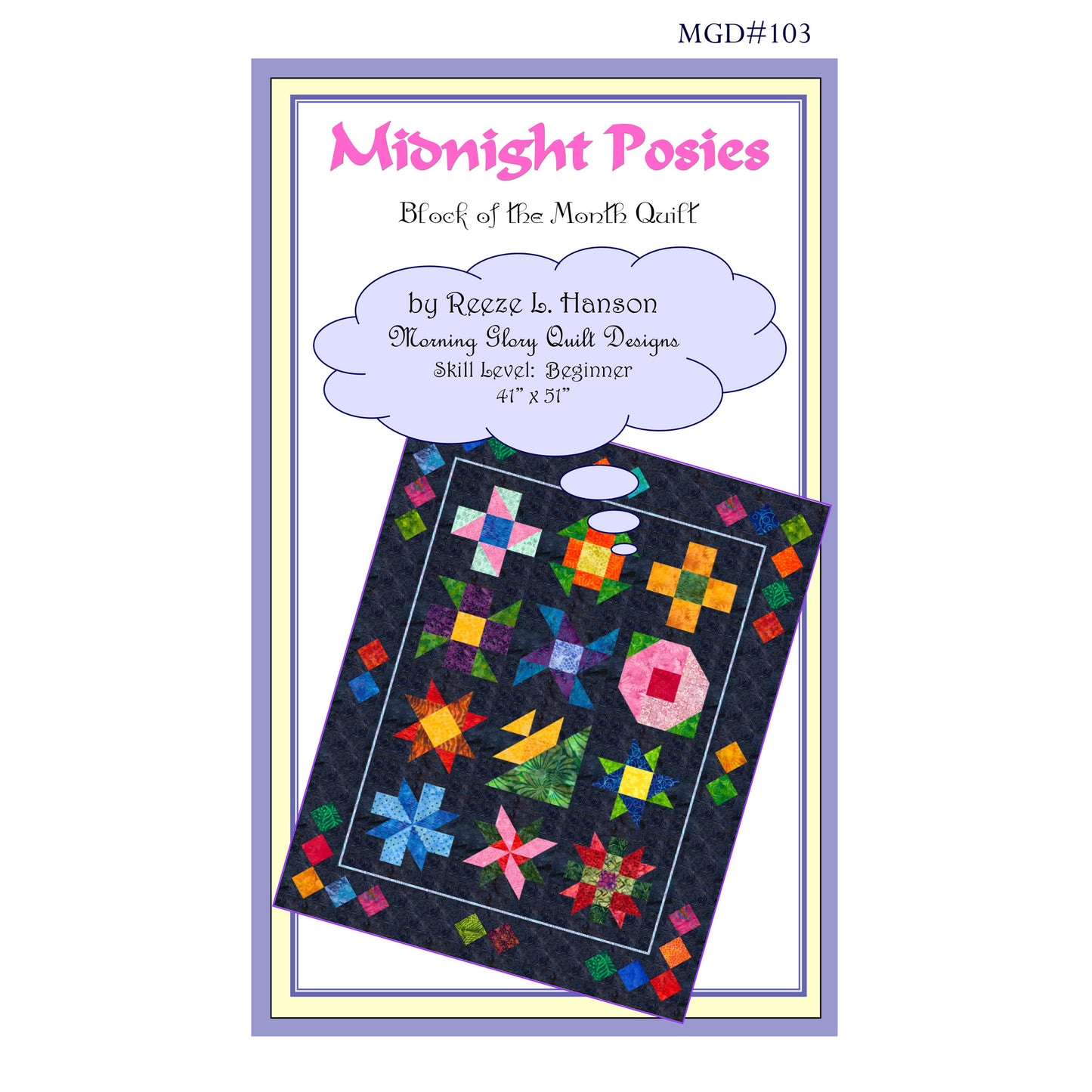 Midnight Posies Block of the Month Quilt MGD-103e - Downloadable Pattern