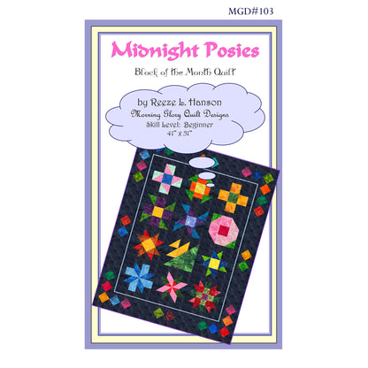 Midnight Posies Block of the Month Quilt Pattern MGD-103 - Paper Pattern