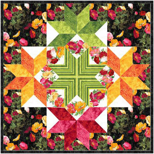 Starlight Poppies Quilt Pattern MGD-262e - Downloadable Pattern