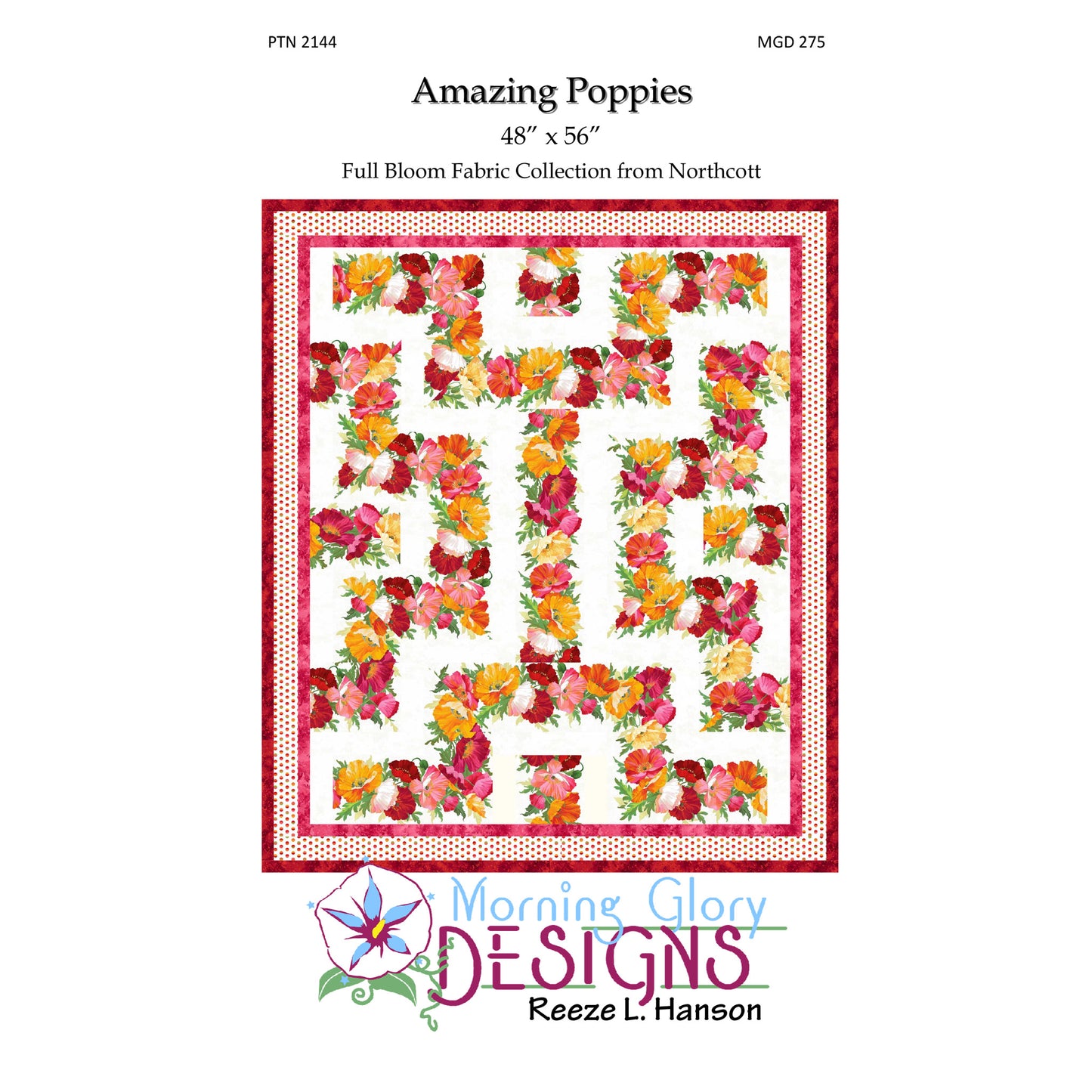 Amazing Poppies Quilt Pattern MGD-275 - Paper Pattern