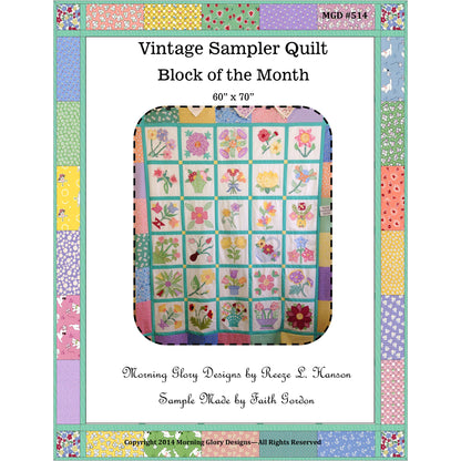 Vintage Sampler BOM Quilt Pattern MGD-514 - Paper Pattern