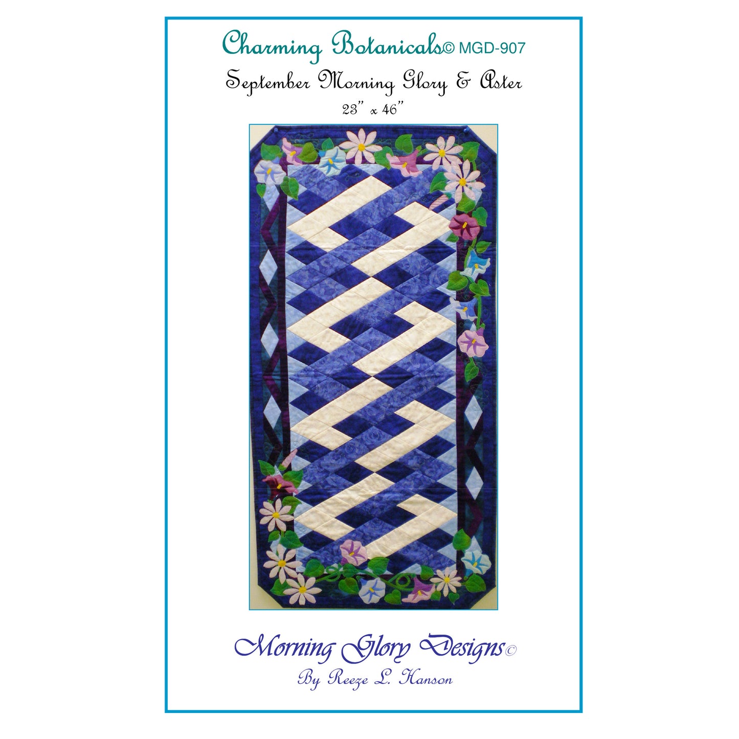 September Morning Glories & Asters Table Runner Pattern MGD-907 - Paper Pattern