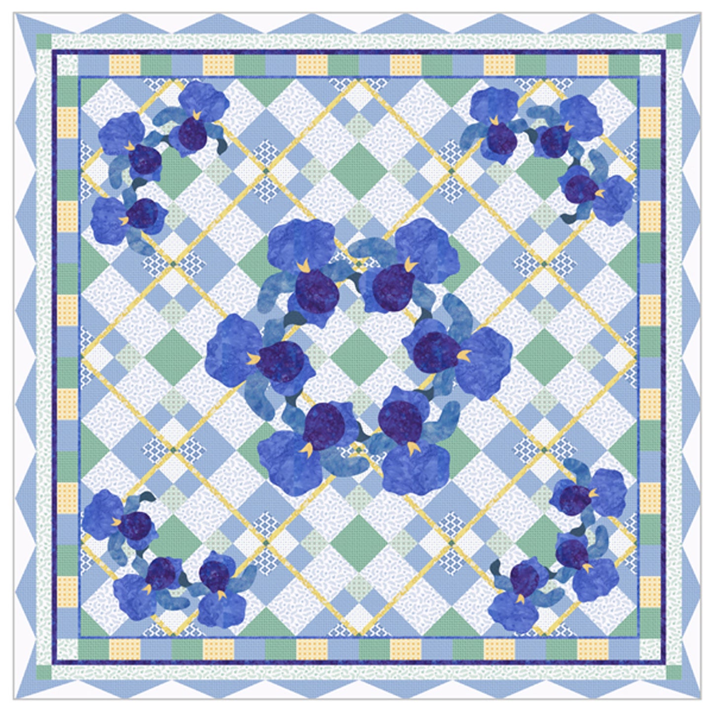 The Summer Iris Picnic Quilt Pattern MGD-204 - Paper Pattern