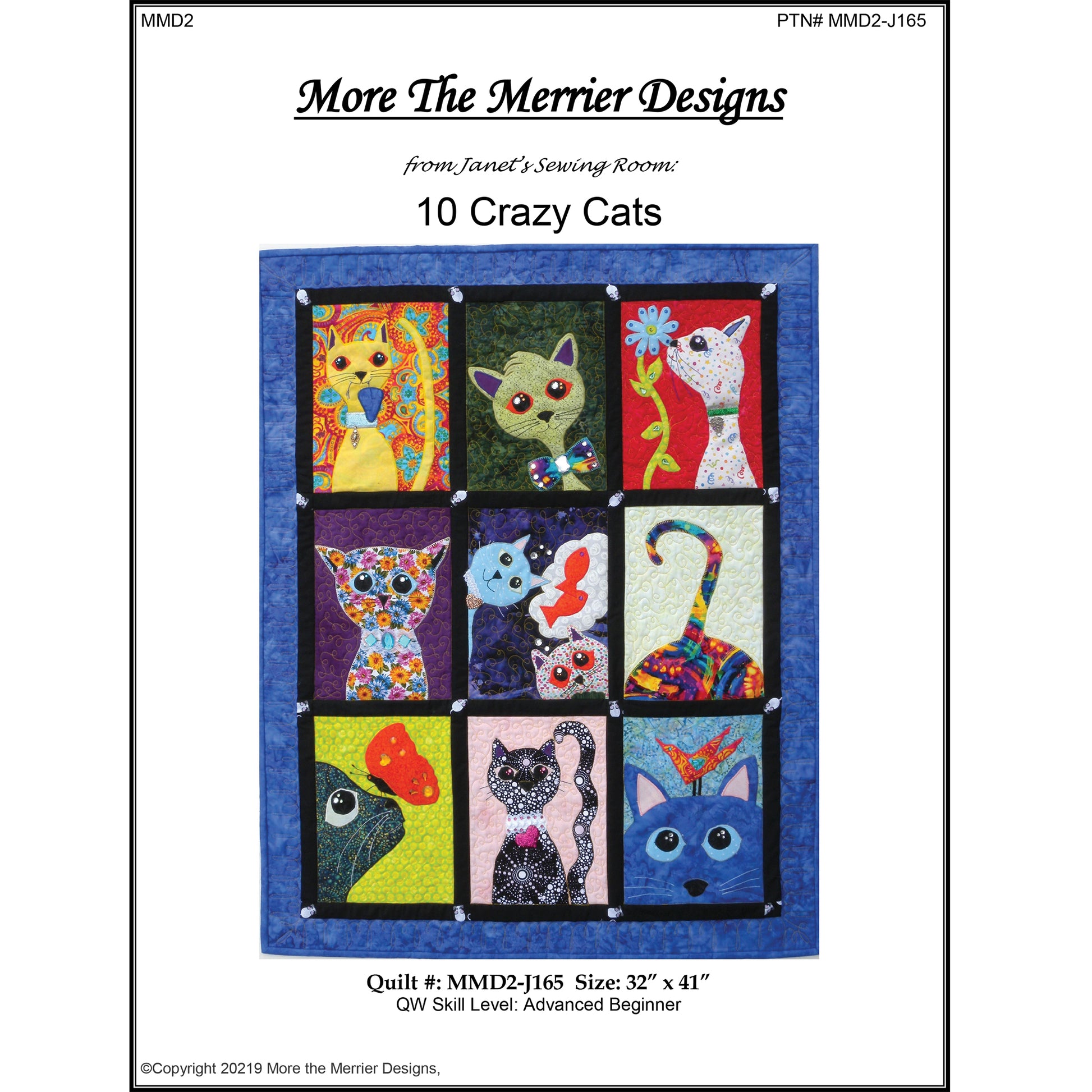 Cover image of pattern for 10 Crazy Cats Quilt.