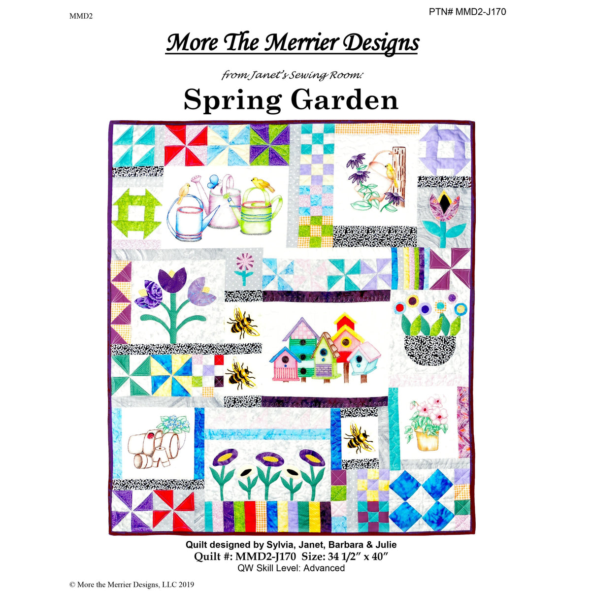 Springtime Garden Quilt Pattern Spring Garden Wall Hanging Quilt MMD2-J170e - Downloadable Pattern ...