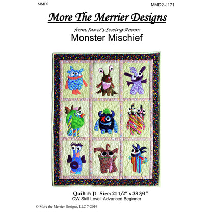 Monster Mischief Wall Hanging Quilt Pattern MMD2-J171 - Paper Pattern