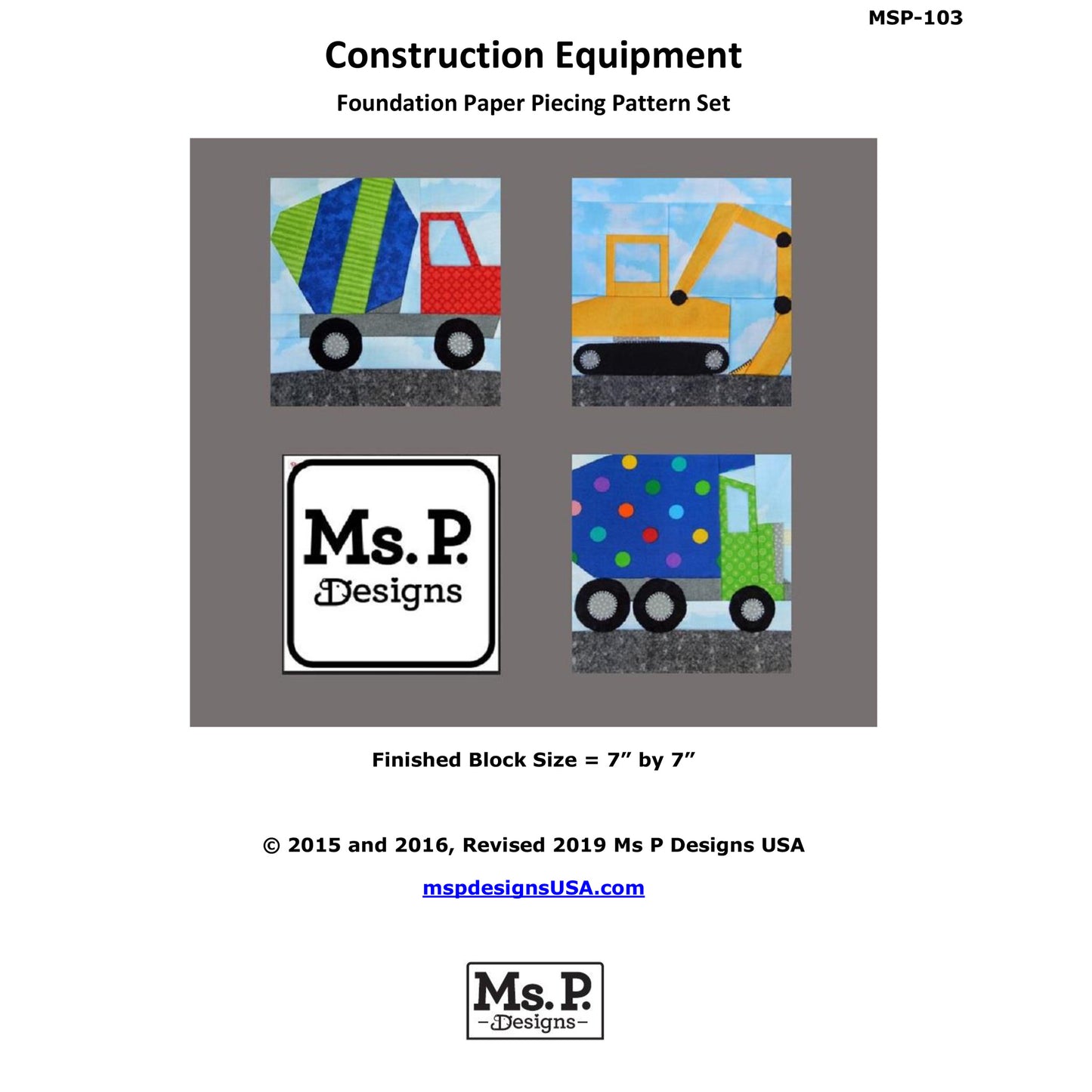 Construction Equipment Block Set MSP-103e - Downloadable Pattern